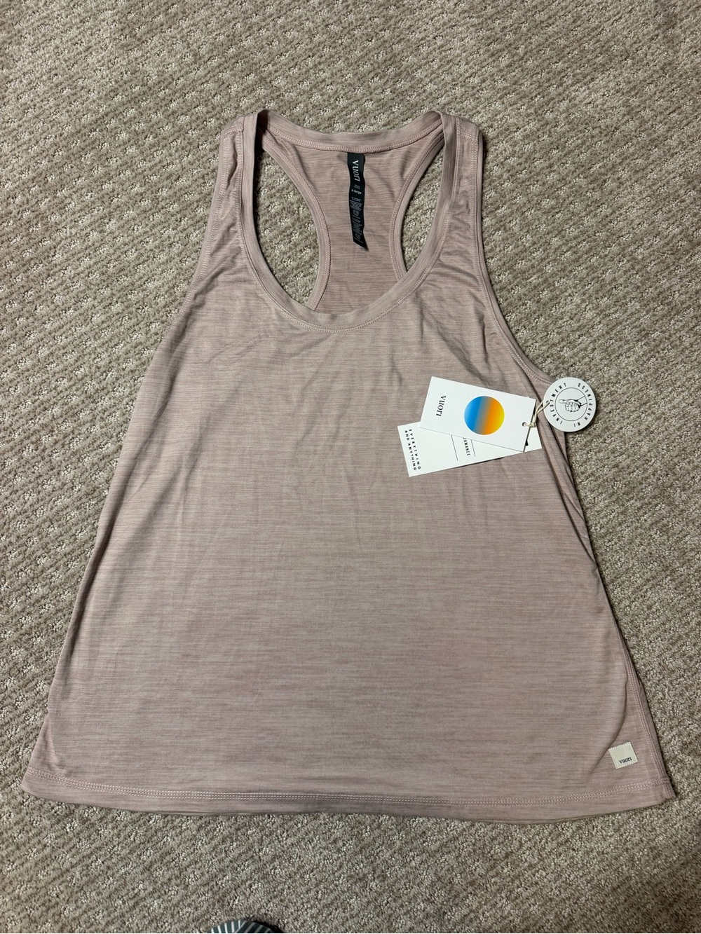 Vuori heathered mauve racerback tank top , size XL